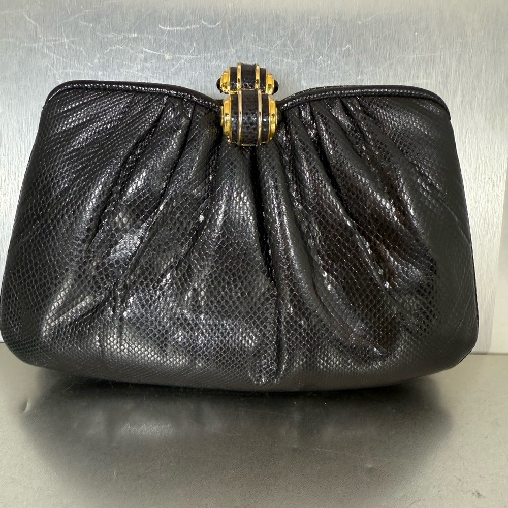 Vintage Judith Leiber Snakeskin Python Karung Lea… - image 2